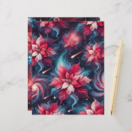 Blommigt Galaxy Poinsettia Mönster Scrapbook Pappe