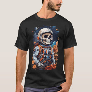 Blommigt Galaxy The Astronaut Skeletons resa T Shirt