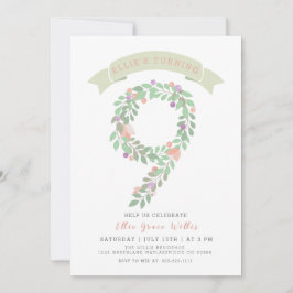 Blommigt Garden 9:e Födelsedagsfest Inbjudan