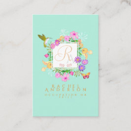 Blommigt Garden Aqua Lodrät Visitkort