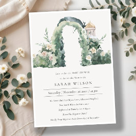 Blommigt Garden Arch Botanical Baby Shower Inbjuda Tack Kort