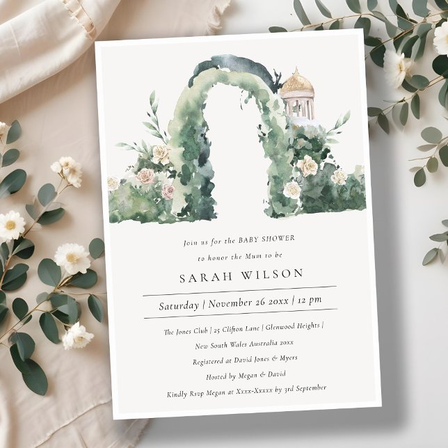 Blommigt Garden Arch Botanical Baby Shower Inbjuda Tack Kort (Skapare uppladdad)