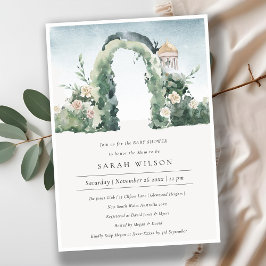 Blommigt Garden Arch Botanical Baby Shower Inbjuda Tack Kort