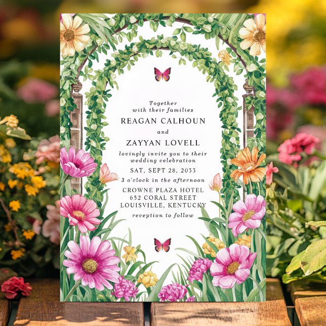 Blommigt Garden Archway och Butterfly Bröllop Inbjudningar (Skapare uppladdad)