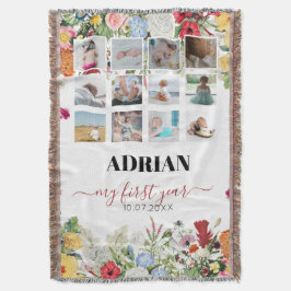 Blommigt Garden Baby första året Fotokollage Filt