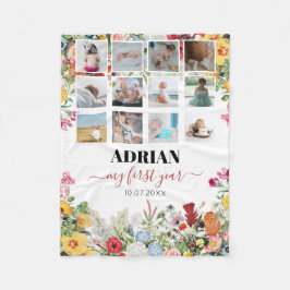 Blommigt Garden Baby första året Fotokollage Fleecefilt