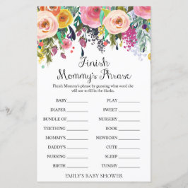 Blommigt Garden Baby Shower Game PRINTED