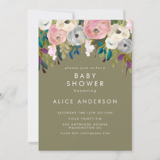 Blommigt Garden Baby Shower Inbjudan