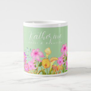 Blommigt Garden Blek Grönt Jumbo Mugg