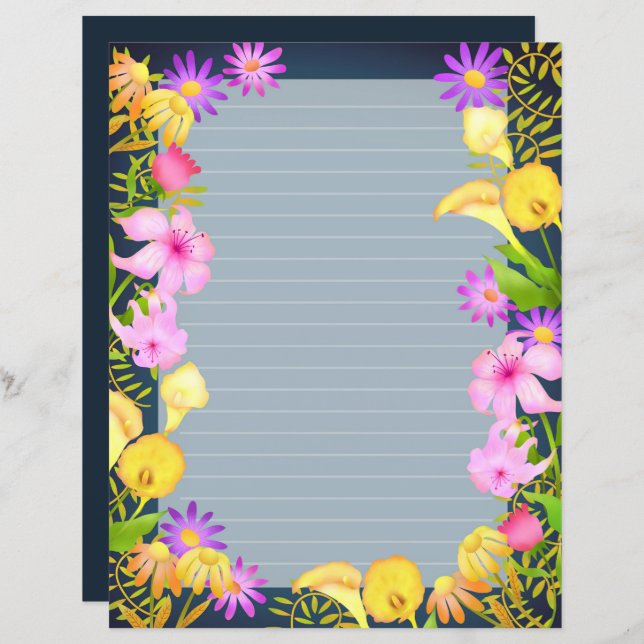 Blommigt Garden Blue (Fram/baksida)