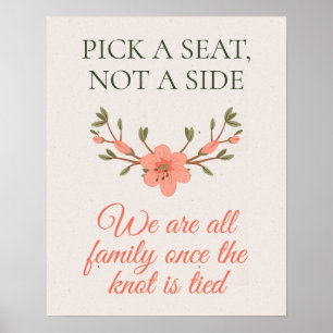 Blommigt Garden bröllopsskylt Plocka a sätesskylt Poster