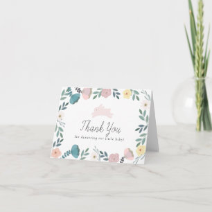 Blommigt Garden Bunny White Baby Shower Tack Kort