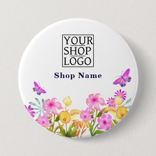 Blommigt Garden Business Namn Logotyp White Knapp