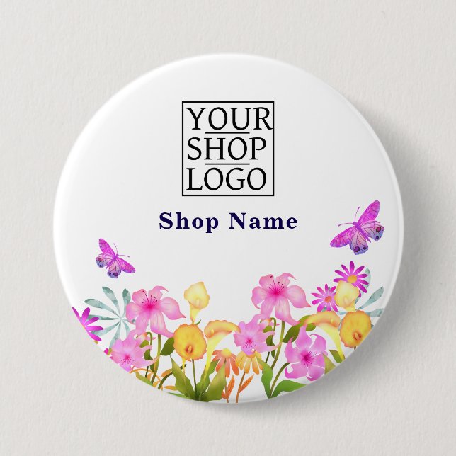 Blommigt Garden Business Namn Logotyp White Knapp (Framsida)