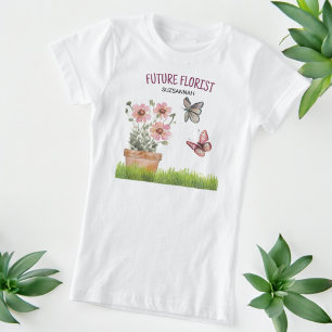 Blommigt Garden Butterflies Dragonflies Watercolor T Shirt
