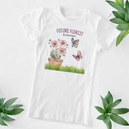 Blommigt Garden Butterflies Dragonflies Watercolor T Shirt