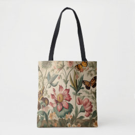 Blommigt Garden & Butterfly Tote Bag Tygkasse