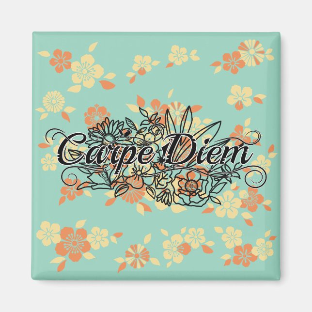 Blommigt Garden Carpe Diem Magnet (Framsidan)