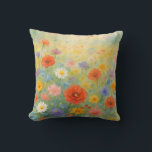 Blommigt Garden Dekorativ kudde<br><div class="desc">Dekorativ kudde med en färgstark illustration av blommigten med vallmo,  daisy och vilda blommor. Lägger till en glad vib till vilket rum som helst.</div>