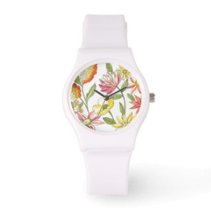 Blommigt Garden Design med vit bakgrund Armbandsur