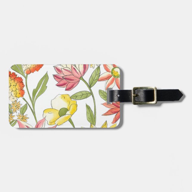 Blommigt Garden Design med vit bakgrund Bagagebricka (Horisontell Framsida)