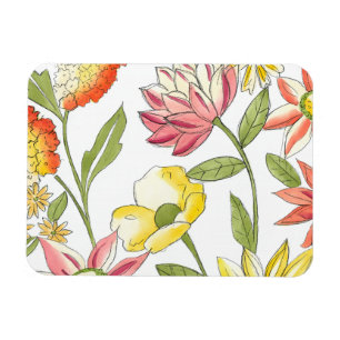 Blommigt Garden Design med vit bakgrund Magnet
