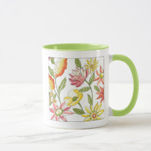 Blommigt Garden Design med vit bakgrund Mugg