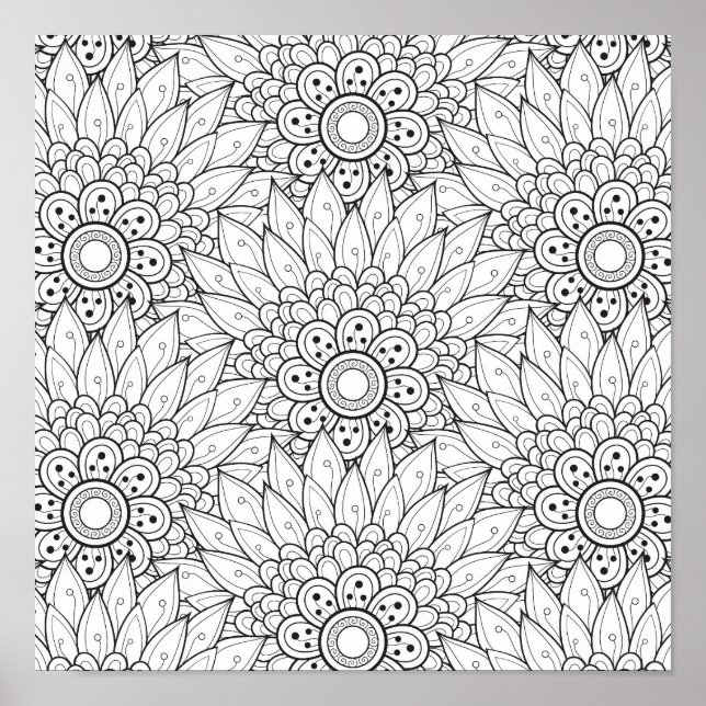 Blommigt Garden Doodle 2 Poster (Framsidan)