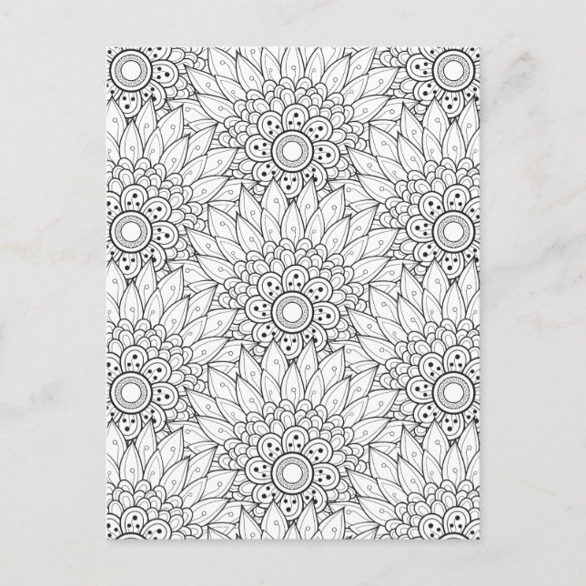 Blommigt Garden Doodle Vykort (Framsida)