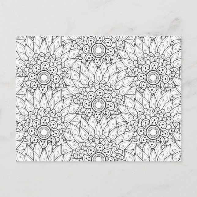 Blommigt Garden Doodle Vykort (Framsida)