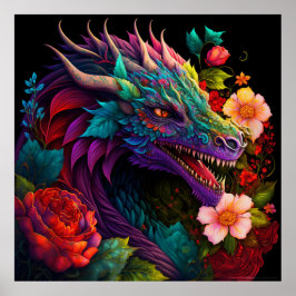 Blommigt Garden Dragon Poster
