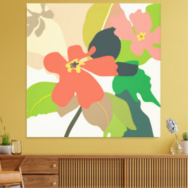 Blommigt Garden Färg Blocks Canvastryck