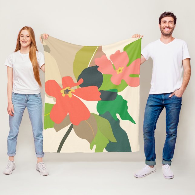 Blommigt Garden Färg Blocks Fleecefilt (På plats)