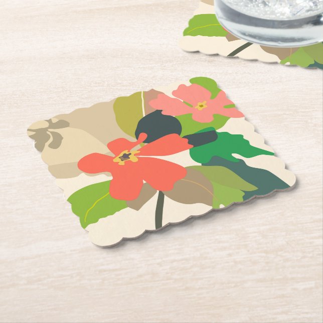 Blommigt Garden Färg Blocks Underlägg Papper (Vinklad)