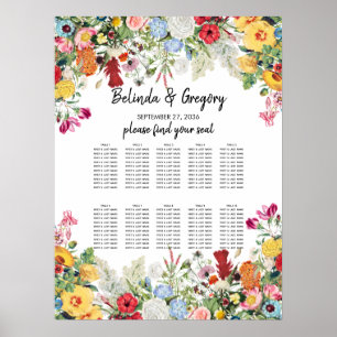 Blommigt Garden Flowers Bröllop Sittdiagram Poster