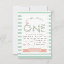 Blommigt Garden | Första Födelsedagsfest inbjudan