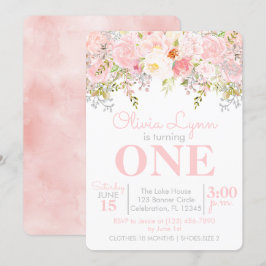 Blommigt Garden Girl First Birthday-inbjudan Inbjudningar