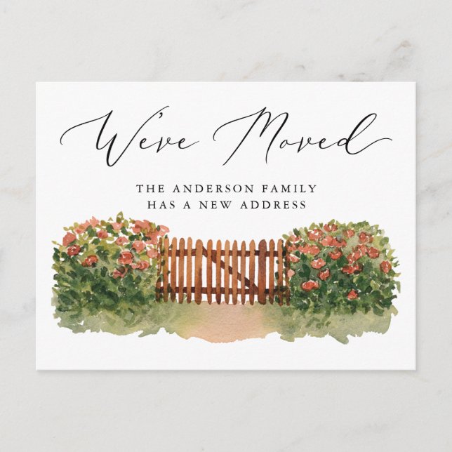 Blommigt Garden Grind Flytta Meddelande Vykort (Framsida)