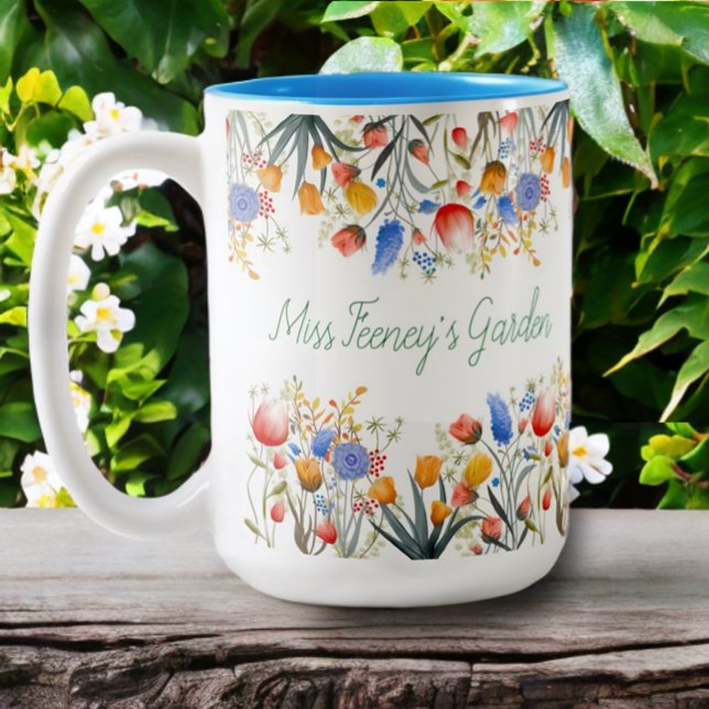 Blommigt Garden Handmålat Gift for Teacher Två-Tonad Mugg (Skapare uppladdad)