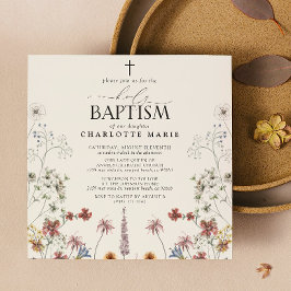 Blommigt Garden Heliga Baptism Watercolor Wildblom Inbjudningar