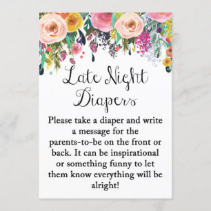 Blommigt Garden Late Late Night Diape Game Sign 5x Inbjudningar
