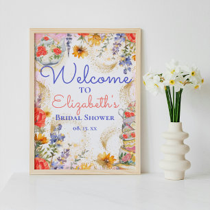 Blommigt Garden Möhippa Tea Party Välkommen till Poster