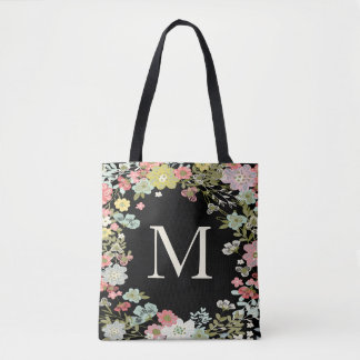 Blommigt Garden Monogram Black Shoulder Bag Tygkasse