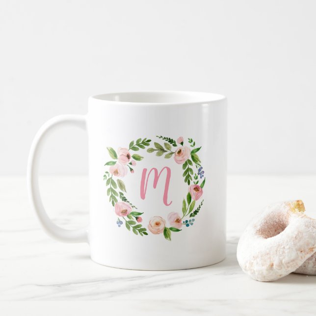Blommigt Garden Monogram Coffee Mugg Gift (Med munk)