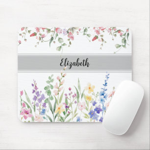 Blommigt Garden Monogram-skript vitt Musmatta