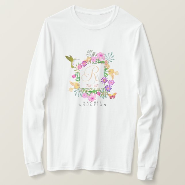 Blommigt Garden Monogram T Shirt (Design framsida)