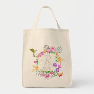 Blommigt Garden Monogram Tygkasse