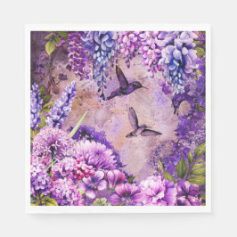 Blommigt Garden Napkin Hummingbird Wisteria Pappersservett