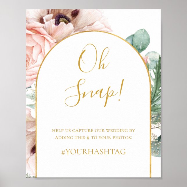  Blommigt Garden | Oh Snap Bröllop Hashtag Poster (Framsidan)