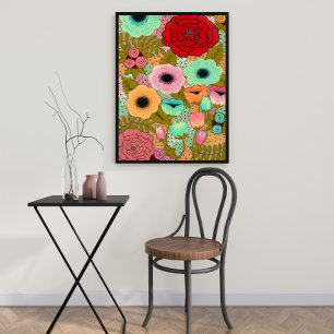 Blommigt Garden Painting Poster Art Print